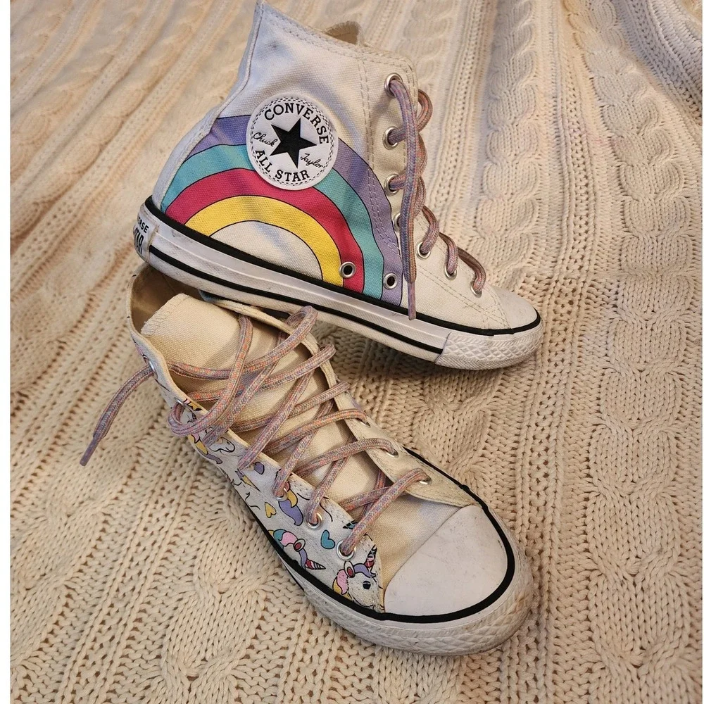 Converse Chuck Taylor All Star Hi Unicorn Rainbow Kids Shoes Size 3 663994C